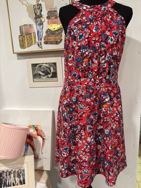 LOFT Red Floral Print dress